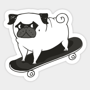 Skateboarding Pug Sticker